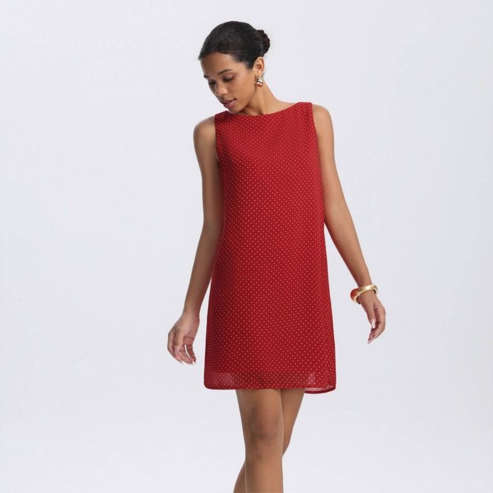 Women's Mini Shift Dress - A New Day Navy Blue Polka Dots S